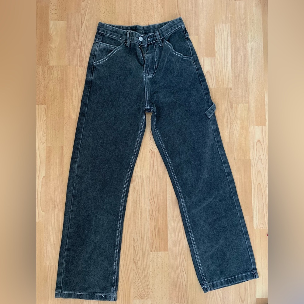 Black contrast stitch jeans